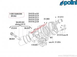 Ensemble de joints de cylindre (diamètre 52mm) - 209.0465 - Aprilia Area 51 / Beta Eikon 50 / Yamaha Aerox 50 2T H2O - Polini