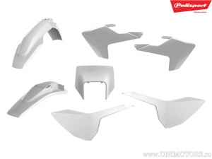 Ensemble de plastique blanc - Husqvarna FE 250 / FE 350 / FE 450 / FE 501 / TE 250 2T / TE 300 / TE 300 i ('17-'19) - Polisport