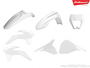 Ensemble de plastique blanc - KTM EXC 125 / EXC 200 E / EXC 250 E / EXC 300 E / EXC 450 ie / EXC 500 ie ('14-'16) - Polisport