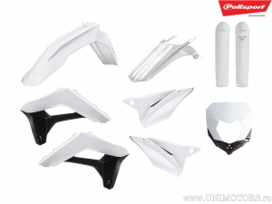 Ensemble de plastique blanc/noir - Sherco SE 50 R Enduro / SE 50 R Enduro Factory USD Fourche / SE 250 R 2T Racing - Polisport