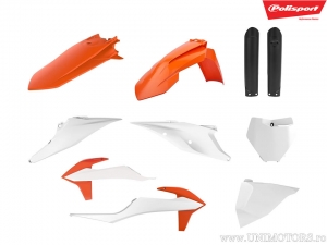 Ensemble de Plastique Orange/Blanc - KTM SX 125 / SX-F 450 ie / SX-F 450 ie Cairoli / SX-F 450 ie Herlings Replica - Polisport