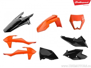 Ensemble de Plastique Orange/Noir - KTM EXC 250 E ('17) / EXC 300 TPI ('18-'19) / EXC-F 450 ie Sixdays ('17-'19) - Polisport