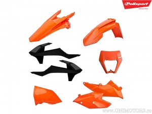 Ensemble de plastique orange/noir - KTM EXC 250 E / EXC 300 E ('17) / EXC 300 TPI ('18-'19) / EXC-F 450 ie ('17-'19) - Polisport