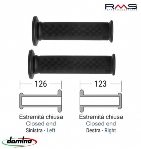 Ensemble de poignées de guidon cross - enduro - trial Domino - couleur: noir (longueur: 123-126 mm) - RMS