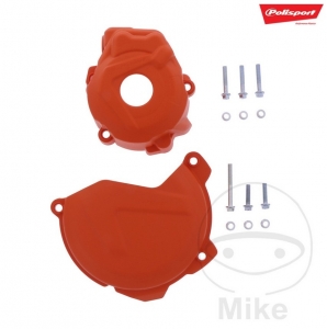 Ensemble de Protection de Couvercle d'Embrayage et d'Allumage Orange Polisport - KTM SX-F 250 ie4T ('13-'15) / KTM SX-F 350 ie 4