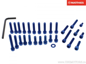 Ensemble de vis moteur en aluminium Pro Bolt bleu - Kawasaki ZXR 750 L ('93) - JMT