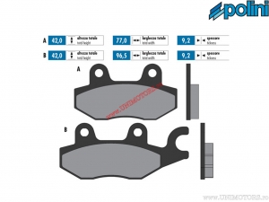 Eredeti első fékbetét (77x42x9,2mm / 96,5x42x9,2mm) - 1740021.F - Polini