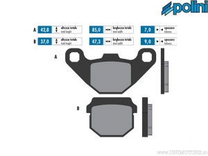 Eredeti hátsó fékbetét (85x42,8x7mm / 47,3x37x9mm) - 1740074.S - Polini