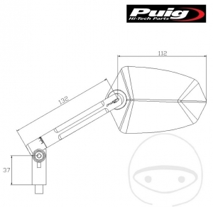 Espejo Negro Universal Derecho Puig GT1 Forma de Diamante M8 mm Montaje en Manillar - JM