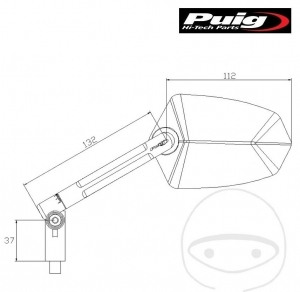 Espelho preto esquerdo universal Puig GT1 M8 mm para montagem no guidão - JM