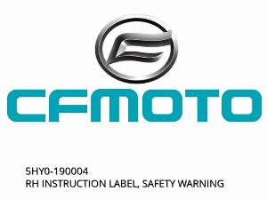 ETICHETA INSTRUCȚIUNI RH, AVERTIZARE DE SIGURANȚĂ - 5HY0-190004 - CFMOTO