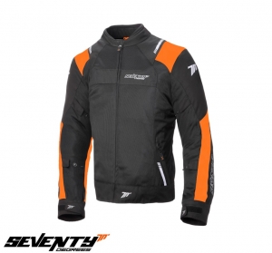 Férfi motoros kabát Racing nyári Seventy modell SD-JR52 szín: fekete/narancssárga - Fekete/narancssárga, 4XL