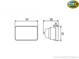 Far H4 rectangulaire 167x107mm - Hella