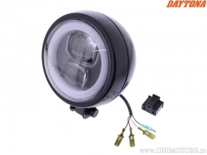 Farol LED de 120 mm preto com ponto de fixação inferior no grampo triplo - Daytona