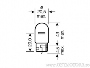 Farol sem base W21W laranja W3X16D 12V 21W - Osram