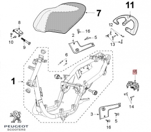 Fecho de motocicleta - Peugeot Vivacity 3 L / Vivacity 3 L Sportline 2T / Vivacity 3L 4T 50cc - Peugeot