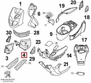 Fianchetta anteriore sinistra originale - rosso - Peugeot Metal X / TKR2 / TKR Furious / TKR WRC / Trekker 2 2T 50cc - Peugeot