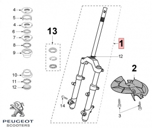 Forcella anteriore - Peugeot Jet Force C-Tech / Jet Force Dark Side / Jet Force Ice / Jet Force WRC 2T 50cc - Peugeot