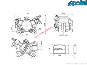 Front brake caliper - MBK Mach G 50 AIR 2T E2 ('02-'12 / Plus 214.0134) / Piaggio Zip SP1 50 H2O 2T ('96-'00) - Polini