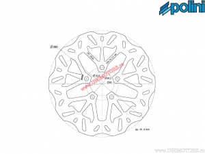 Front brake disc (260x58,2x4mm) - Kawasaki J300i H2O 4T E3 ('14-'17) / Kymco K-XCT 300i H2O 4T E2 ('13-'16) - Polini