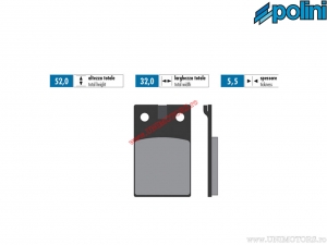 Front brake pads original (32x52x5.5mm) - 1740013.F - Keeway Speed 125 AIR 4T E3 ('06-'10) - Polini