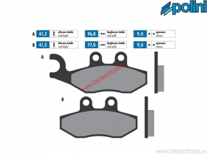 Front brake pads original (96.8x41.2x9mm / 77x41.2x9mm) - 1740041.F - Polini