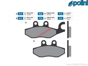 Front brake pads original (96.8x41.2x9mm / 77x41.2x9mm) - 1740097.F - Polini