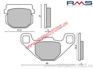 Front Organic Brake Pads - Adly ATV 300 / Aeon Cobra / CPI Hussar / Popcorn / Kawasaki KX80 / Peugeot Vivacity - (RMS)