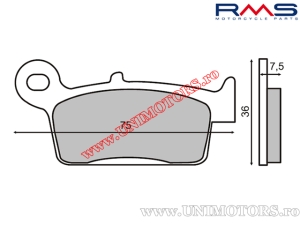 Front organic brake pads - Kymco Sniper / Peugeot SV 80 Geo ('91-'92) / SV 125 ('92) / Zenith 50 ('92-'95) - (RMS)