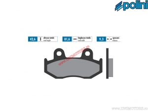 Front sintered brake pads (81.6x42.6x9.3mm) - Polini