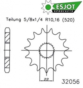 Front sprocket 13 teeth chain pitch 520 - Aprilia AF1 / ETX / Europa / Classic / MX / Pegaso / Red Rose / RS / RX / SX 2T 125cc-