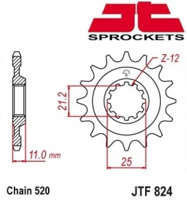 Front sprocket 13 teeth chain pitch 520 - Husqvarna CR / TE / WR 250-300-310-350-400-450-510-530-570-610-630cc - JT