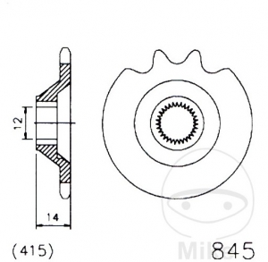 Front sprocket Esjot - 13 teeth (pitch 415) - Zündapp C 50 Sport ('76-'78) / CS 25 ('80-'82) / CX 25 ('82) / Hai 25 25 ('80-'82