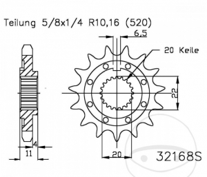 Front sprocket Esjot - 13 teeth (pitch 520) - Sherco SC 125 R / SCF 250 R / 300 R / SE 125 R / SE 250 25 iF / iFR / SE 250 i - J