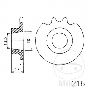 Front Sprocket Esjot - 15 teeth (pitch 420) - Hercules RX-9 80 LC / Ultra 80 AC / AC Chopper-RS / LC / LCChopper-RS / XE-9 80 AC