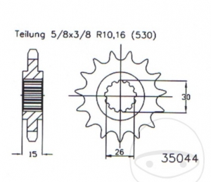 Front sprocket Esjot - 17 teeth (pitch 530) - MZ/MUZ 1000 1000 S ('03-'08) / SF ('05-'08) / ST ('06-'08) - JM