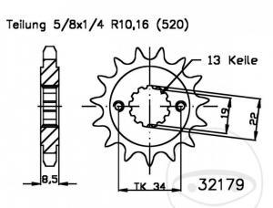 Front sprocket JTF1373.16 (pas 520) -  Honda CTX 700 D / Honda CTX 700 ND / NC 700 / NC 750 / NSS 750 Forza / X-ADV 750 - JM