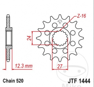 Front Sprocket JTF1444.15 (520 pitch) - Suzuki GSX-R 1000 A ABS / GSX-R 1000 RA ABS / GSX-R 1000 RZA ABS - JM