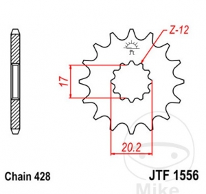 Front sprocket JTF1556.12 (pitch 428) - JM