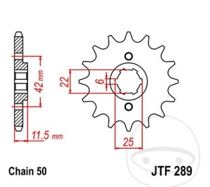 Front Sprocket JTF289.16 (pitch 530) - Honda CB 250 K / G / 350 K / 360 G / 400 A / N / T / 450 N / T / CL 350 K / CM 400 T - JM