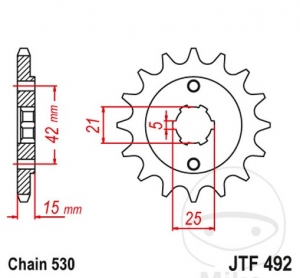 Front Sprocket JTF492.15 (520 pitch) - Ducati Pantah 500 SL ('79-'83) / 600 SL ('81-'84) / 600 TL ('82-'84) - JM