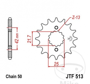 Front sprocket JTF513.18 (pitch 530) - Yamaha FJ 1100 / FJ 1200 / FJ 1200 A ABS / 1000 N / 1000 NA ABS / 1000 S Fazer - JM