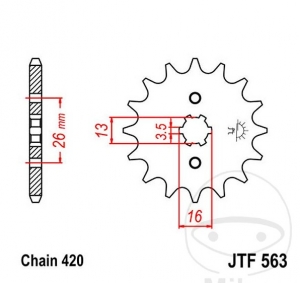 Front sprocket JTF563.14 (pitch 420) - Yamaha FS1 50 / FS1 50 DX / RD 50 / DX / M / MX / 80 MX / RX 80 SE / TY 50 M - JM