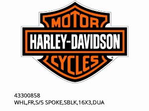 Front Wheel, 5-Spoke, Satin Black, 16x3, Dual Disc - 43300858 - Harley-Davidson