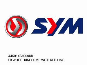 FRONT WHEEL RIM ASSEMBLY WITH RED LINE - 44601XFA000KR - SYM