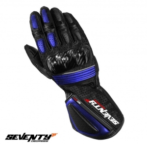 Gants de Course pour Homme Été Modèle SD-R4 Seventy Noir/Bleu - Taille: XL (10)