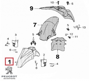 Garde-boue de roue avant d'origine (bleu foncé) - Peugeot Geopolis / Geopolis Executive 4T LC 125-250-400-500cc - Peugeot