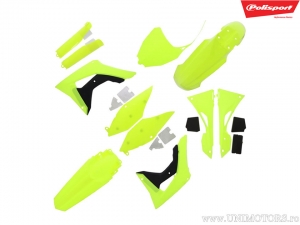 Gelb fluoreszierendes/schwarzes Kunststoff-Set - Honda CRF 250 R / CRF 450 R ('19) - Polisport