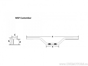 Ghidon otel cromat MSP Custombar D: 25.4mm a: 850mm b: 60mm - Harley Davidson FLSTF 1584 / XL 1200 / XL 883 / XLH 883 - Fehling