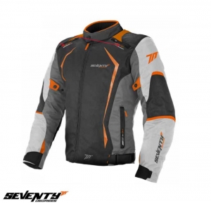 Giacca da moto per uomini Racing Seventy estate/inverno modello SD-JR47 colore: grigio/arancione - Grigio/Arancione, XXL